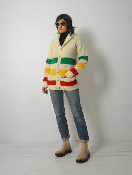 1980's Ralph Lauren Hudson Bay Stripe Cardigan