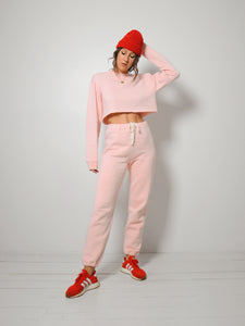 Pink Cropped Sweat Suit