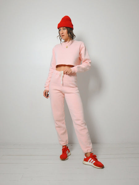 Pink Cropped Sweat Suit