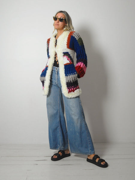 1970's Rainbow Crochet Cardigan