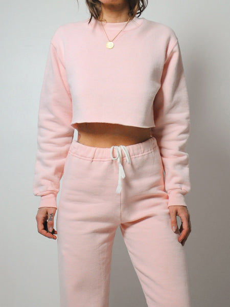 Pink Cropped Sweat Suit