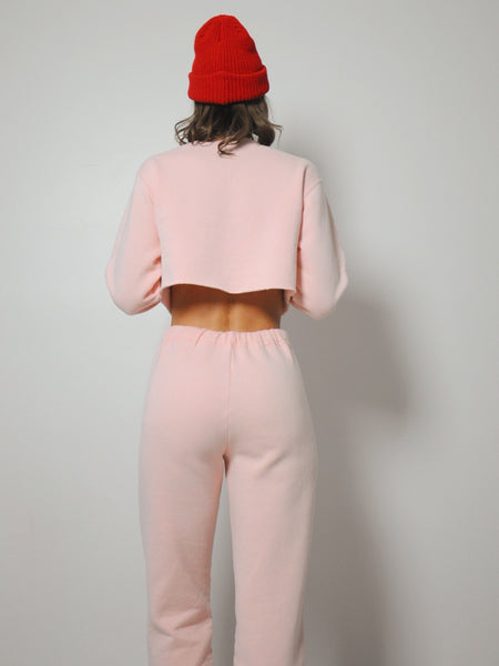 Pink Cropped Sweat Suit