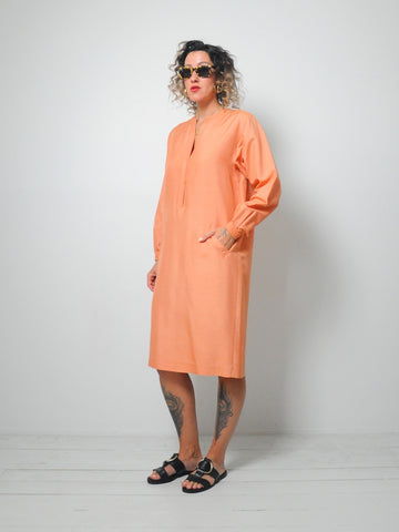 Halston Raw Silk Minimal Dress