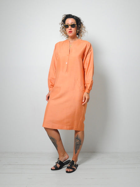 Halston Raw Silk Minimal Dress
