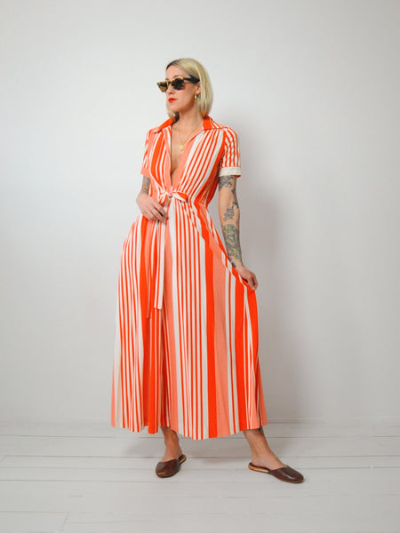 70's Tangerine Striped Jumpsuit