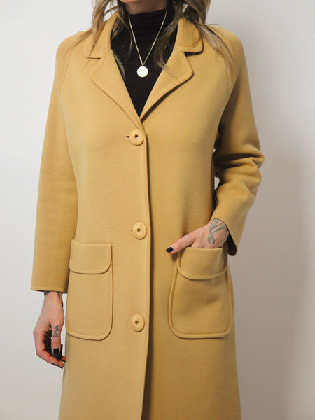 Longline Camel Wool Coat