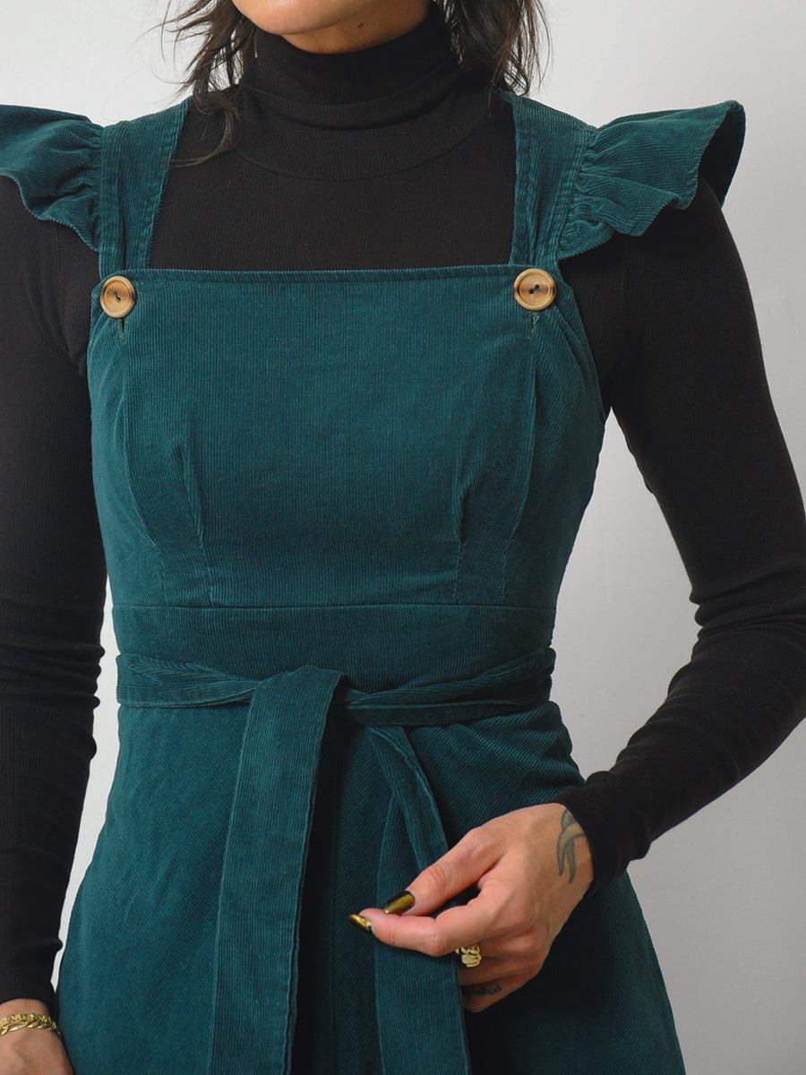 1970's Pine Corduroy Pinafore Dress