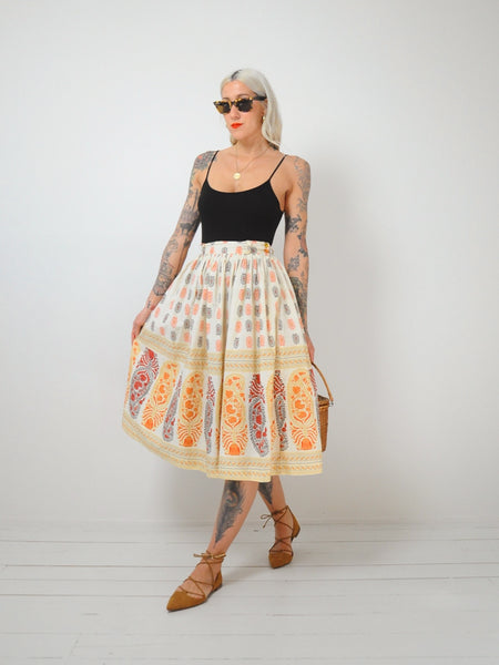 50's Folk Floral Print Skirt