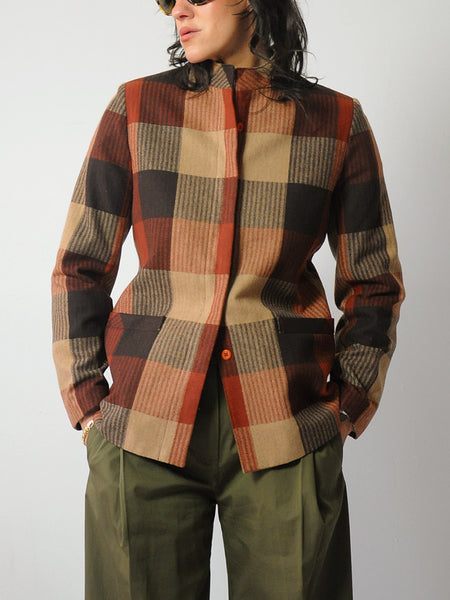 1980's Wool Plaid Blazer Jacket