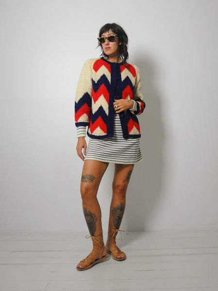 1960's I.Magnin Boucle Chevron Cardigan