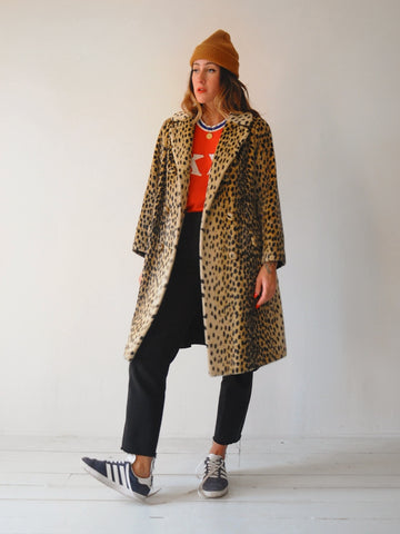60's  Britt Leopard Faux Fur Coat