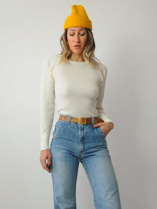 1970's Cream Waffle Knit thermal