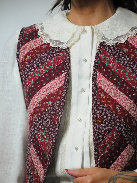 1970's Reversible Floral Quilted Vest