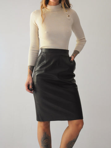 Black Leather Pencil skirt