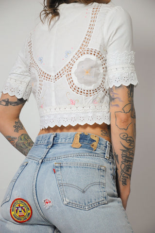 70's Crochet Cropped Blouse