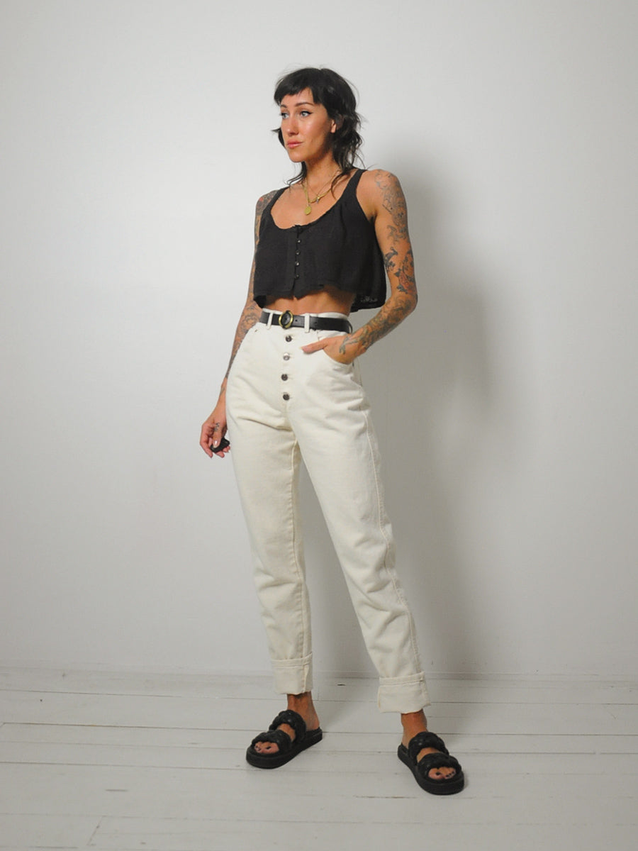 Ecru Exposed Button Fly Jeans 28x32