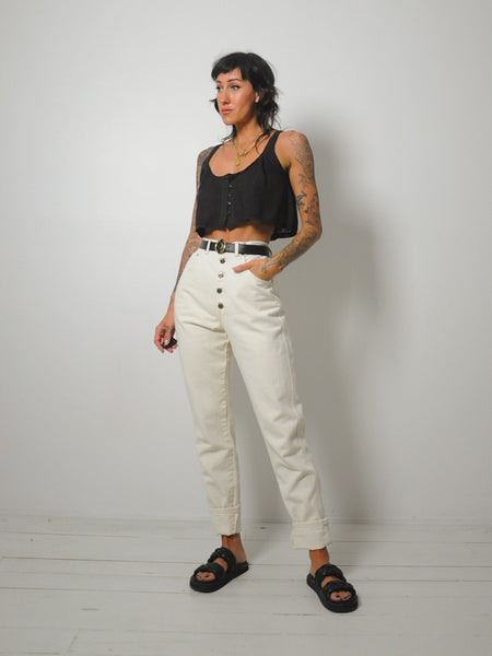Ecru Exposed Button Fly Jeans 28x32
