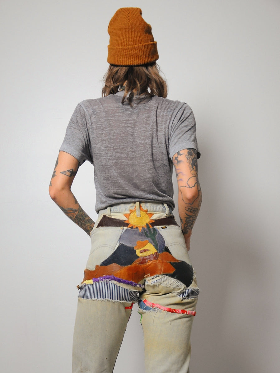 60's Rare Lee Patched Jeans 29x30.5