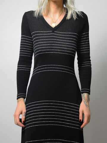 70's Metallic Stripe Knit Dress