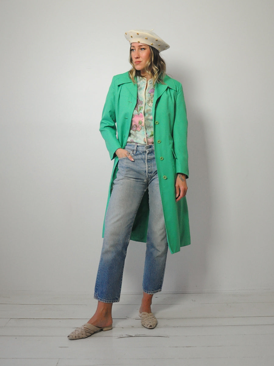 1970's Spring Green Trench Coat