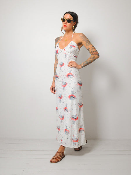 70's Bouquet Halter Dress