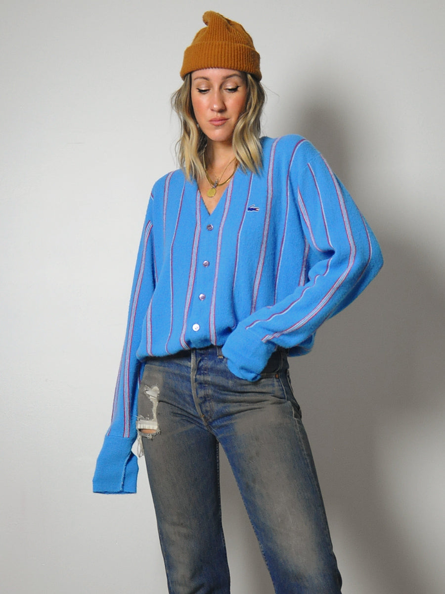 1980's Pinstriped Lacoste Cardigan