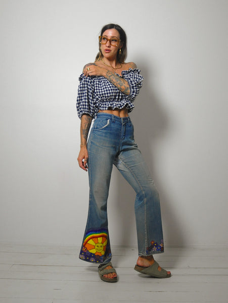 1960's/70's Sun + Rainbow Flared Jeans 34x30
