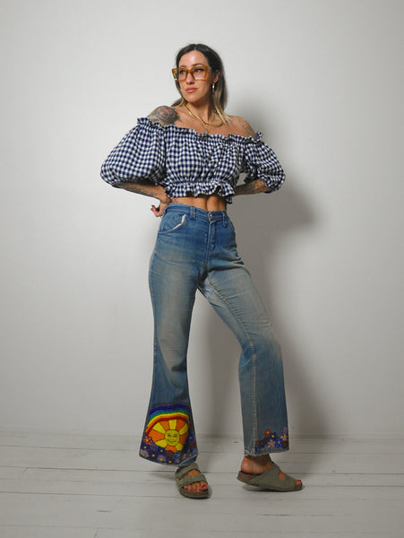 1960's/70's Sun + Rainbow Flared Jeans 34x30
