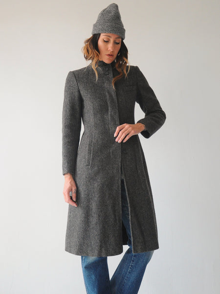 Antonia Herringbone Tweed Coat
