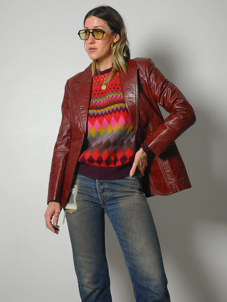 1970's Brick Leather Blazer