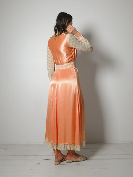 1920's Silk Satin Wrap Dress