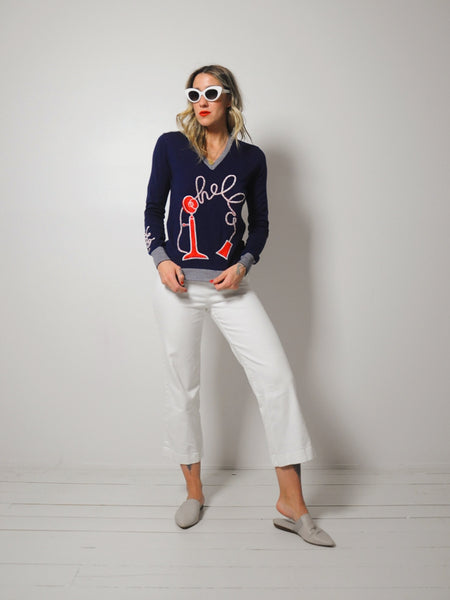 Embroidered Hello Sweater