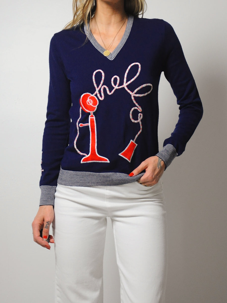 Embroidered Hello Sweater