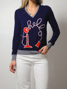 Embroidered Hello Sweater
