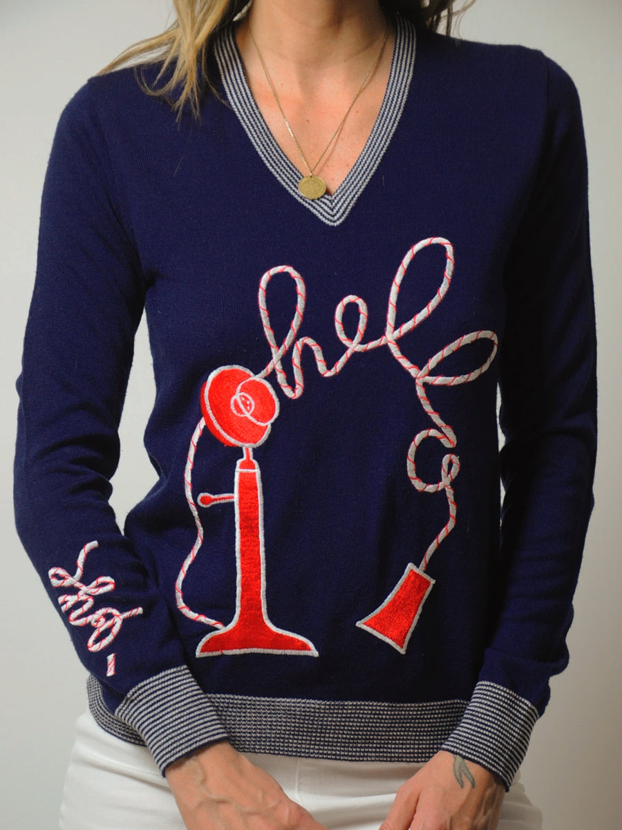 Embroidered Hello Sweater