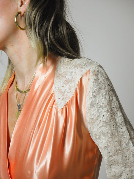1920's Silk Satin Wrap Dress
