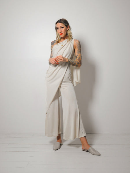 70's Draped Champagne Jumpsuit