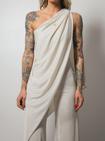 70's Draped Champagne Jumpsuit