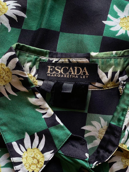 Escada Checkered Silk Blouse