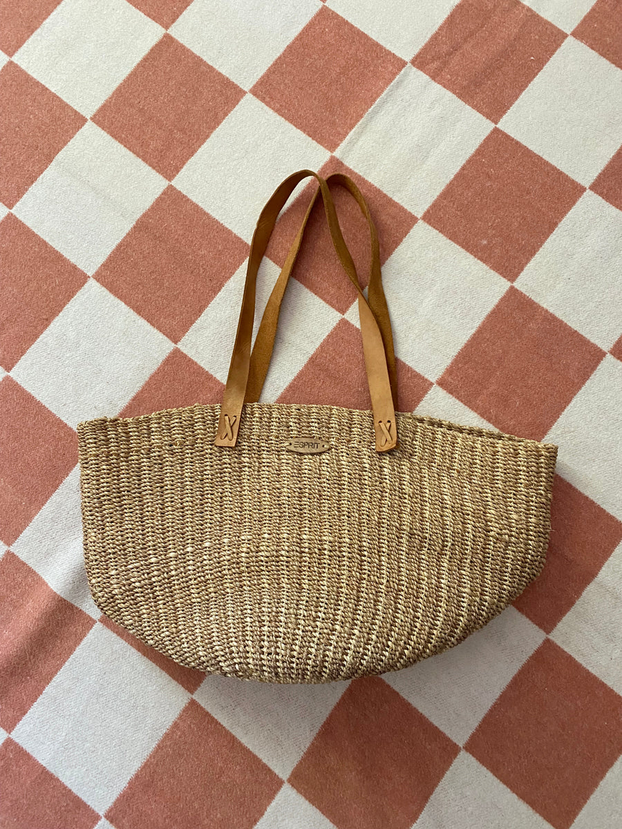 1980's Woven Jute Tote Bag