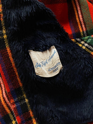 60's Saks Plaid Duffle Coat
