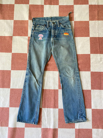 60's Rare Embroidered Lee Jeans 26x28