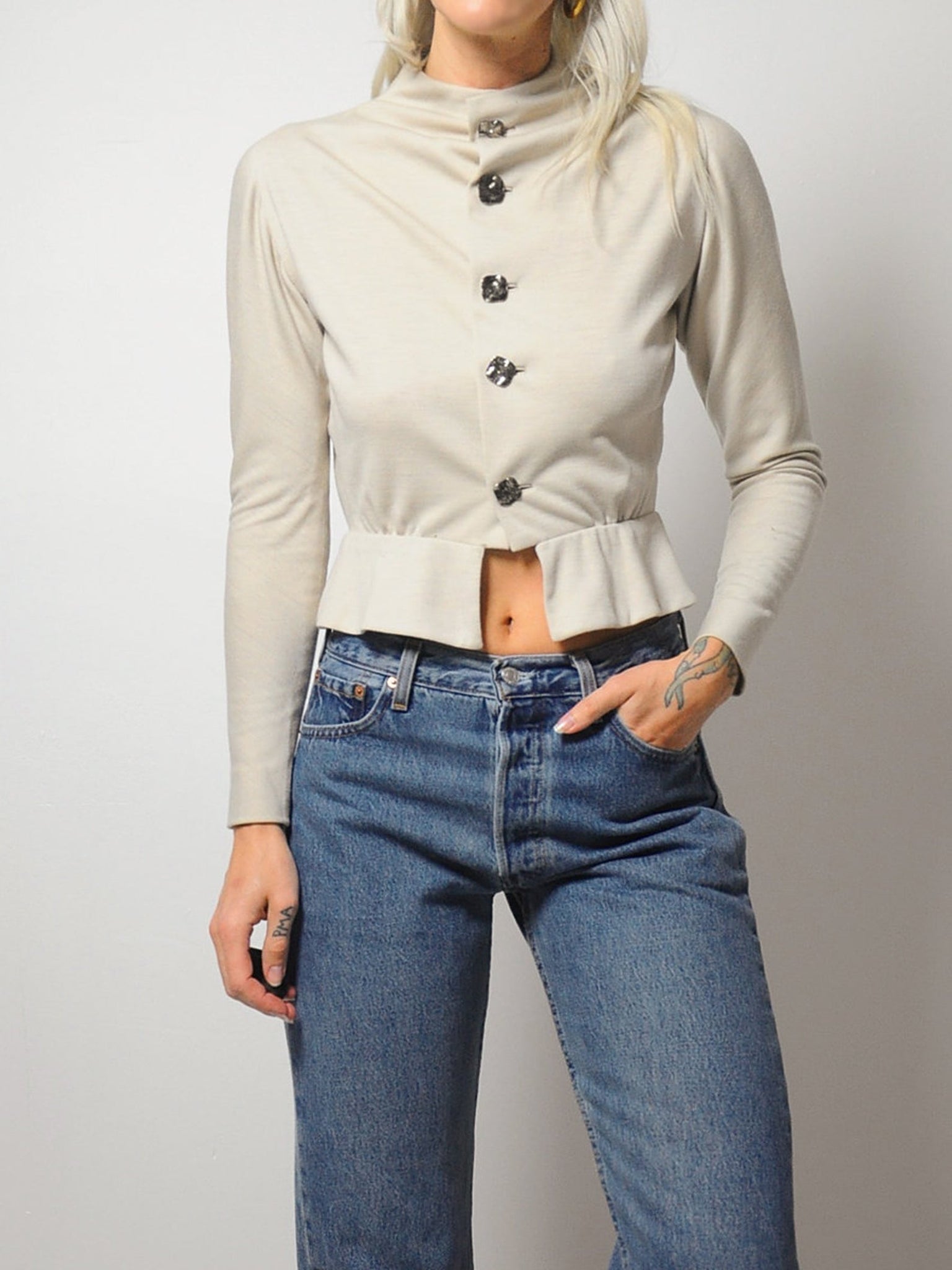 70's Pauline Trigère Peplum Top