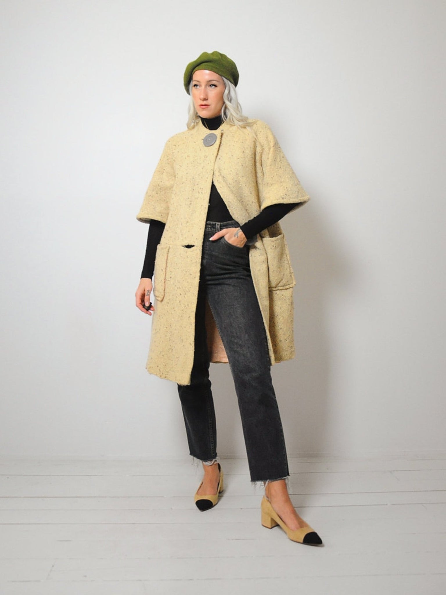 60's Vanilla Wool Swing Coat