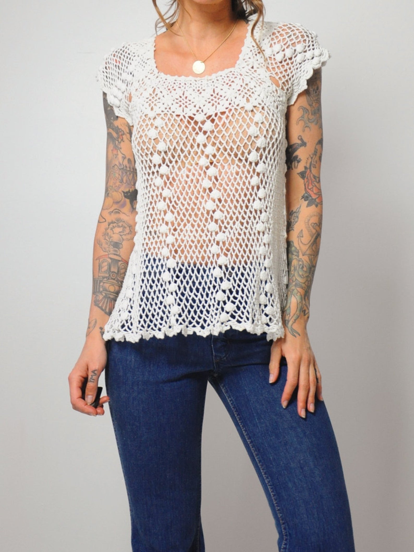 70's Sheer Crochet Blouse