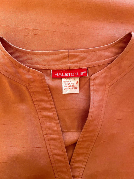 Halston Raw Silk Minimal Dress