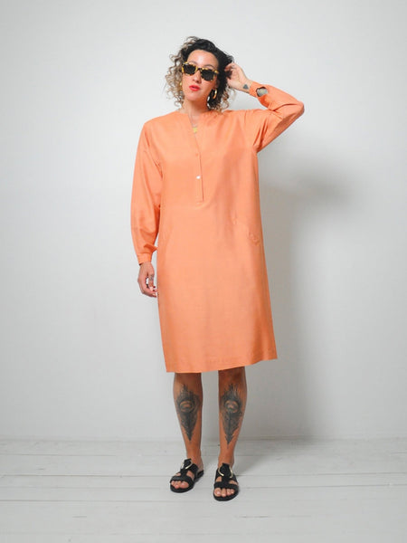 Halston Raw Silk Minimal Dress