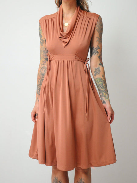 70's Terracotta Cowl Sundress
