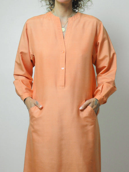 Halston Raw Silk Minimal Dress