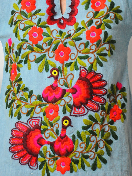 70's Embroidered Peacock Top